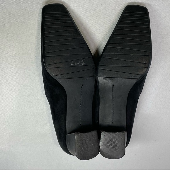 Stuart Weitzman Women’s Black Suede Shoes Size 6B Slip On Block Heel Square Toe - Picture 13 of 16